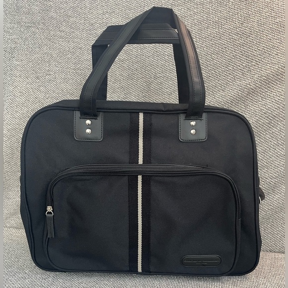 Carolina Herrera Black Laptop Bag with Geometric Design - Picture 1 of 16